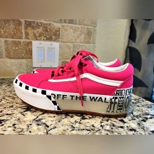 Vans Old Skool Pink Stacked  Platform Sneakers Off The Wall 500714 Women’s 8.5
